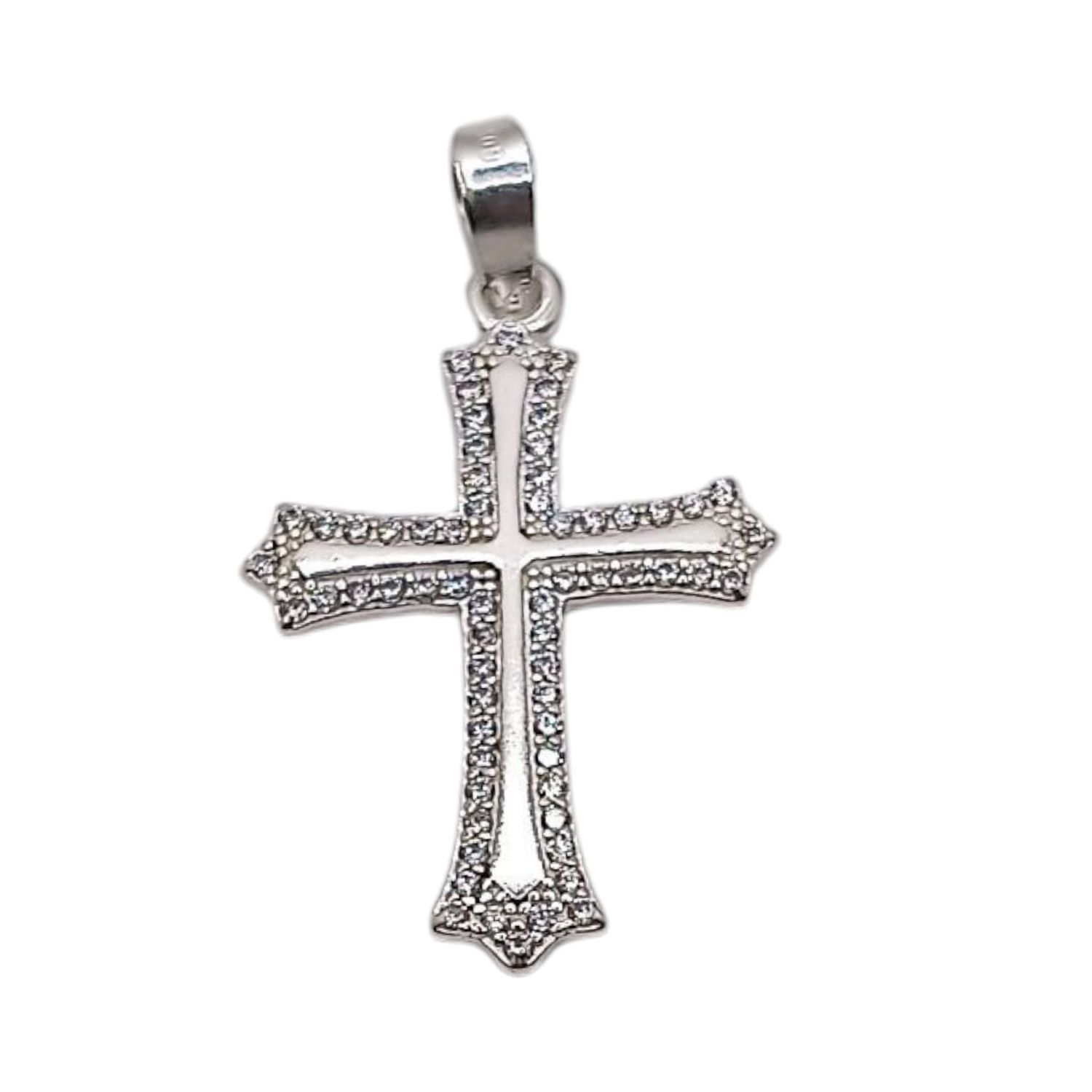 DIJE CRUZ FANCY CON CZ 3 CM LARGO TOTAL PLATA .925
