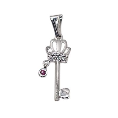 DIJE LLAVE 2.5 CM, CZ ROJA .PLATA .925