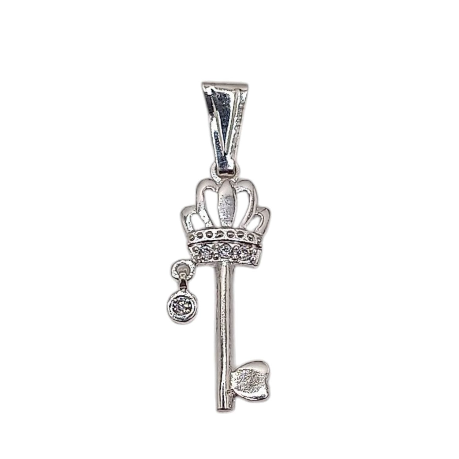 DIJE LLAVE 2.5 CM CZ BLANCA PLATA .925