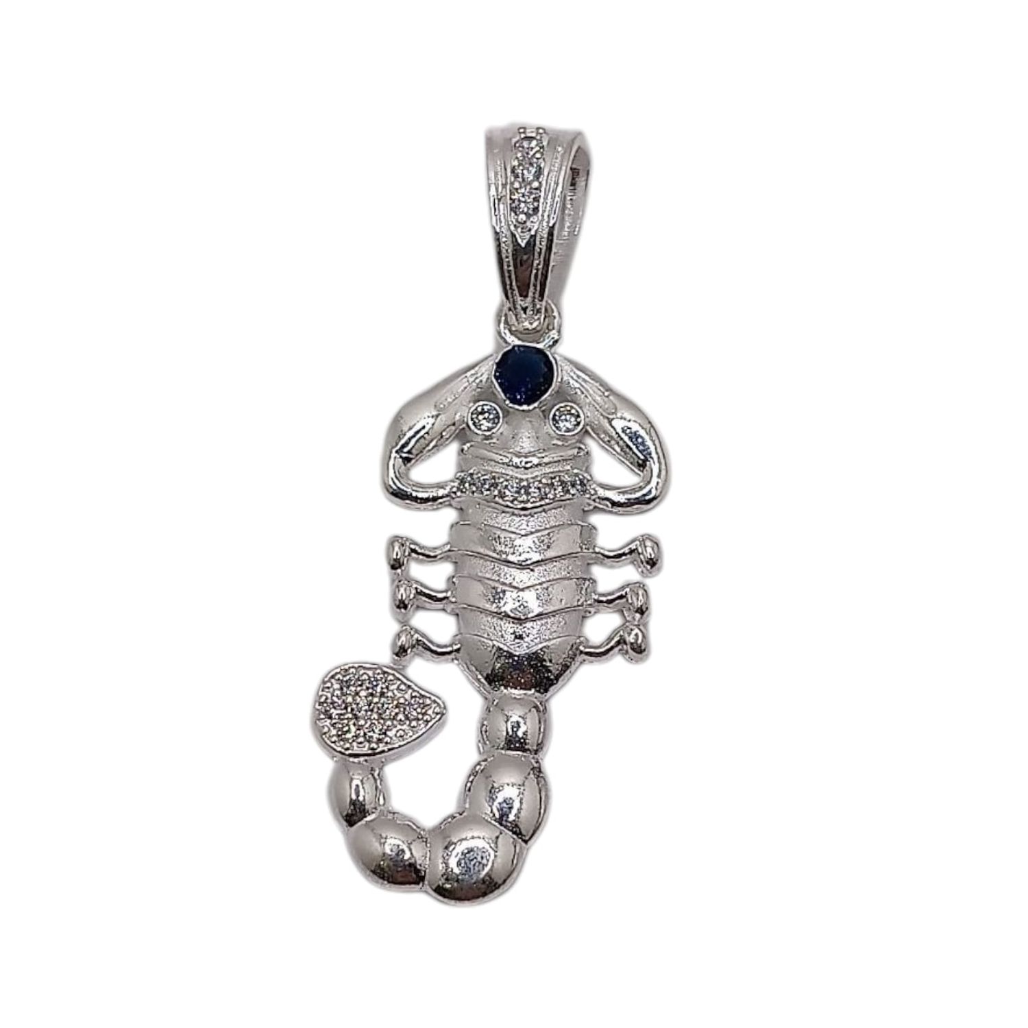 DIJE ALACRAN CZ AZUL NAVY 5.5 CM LARGO TOTAL PLATA .925