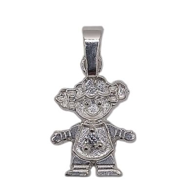 DIJE NIÑA CZ BCA, 1.8 cm.  PLATA .925