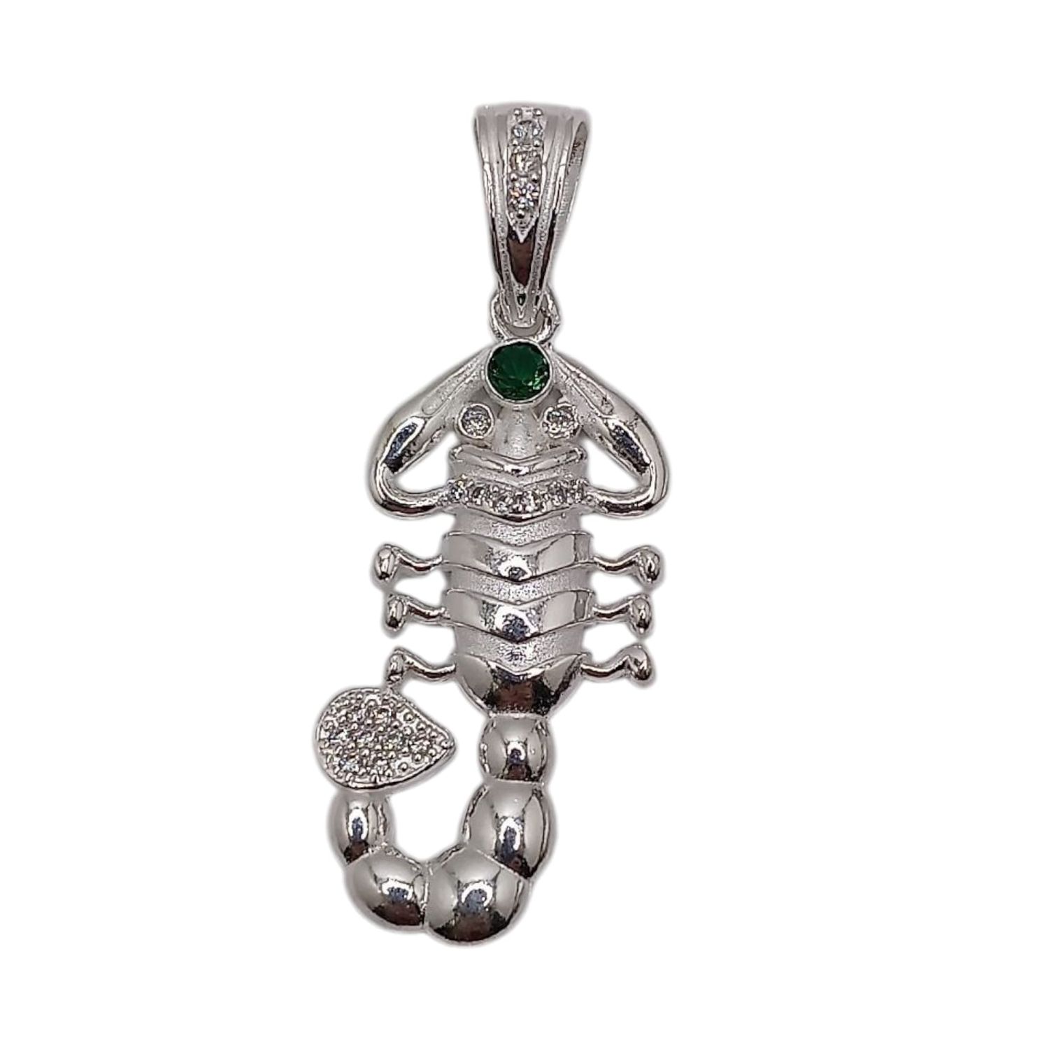 DIJE ALACRAN CZ VERDE  5.5 cm. PLATA .925