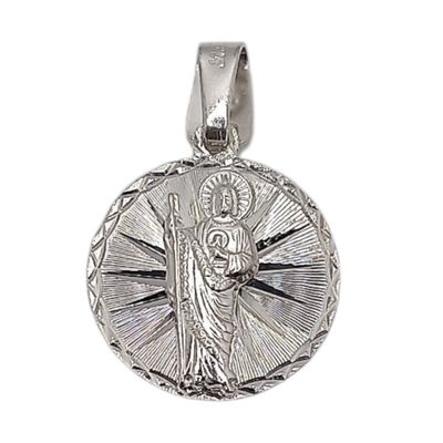 MEDALLA SAN JUDAS DIAMANTADA 3 CM PLATA .925