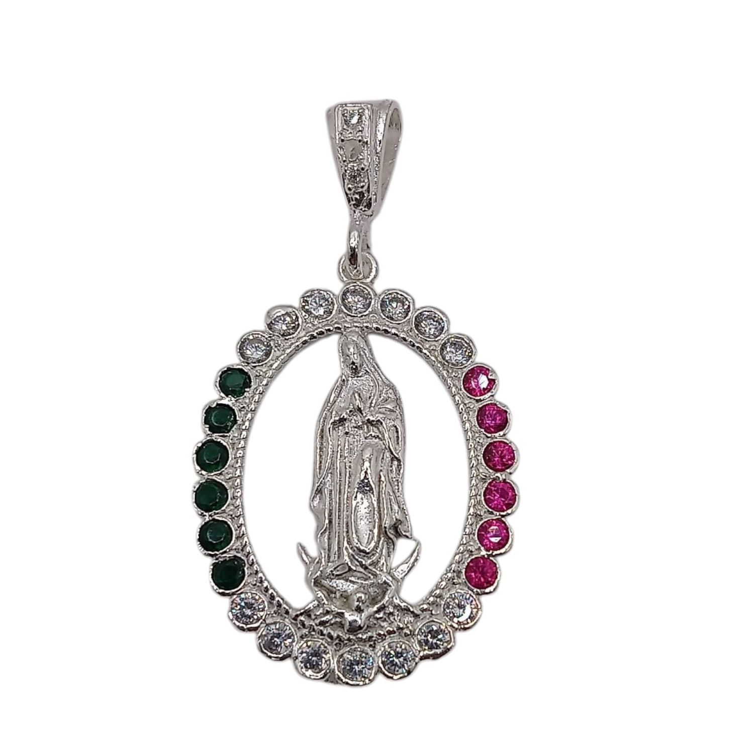 DIJE VIRGEN GPE TRICOLOR 1.5&quot; PLATA .925
