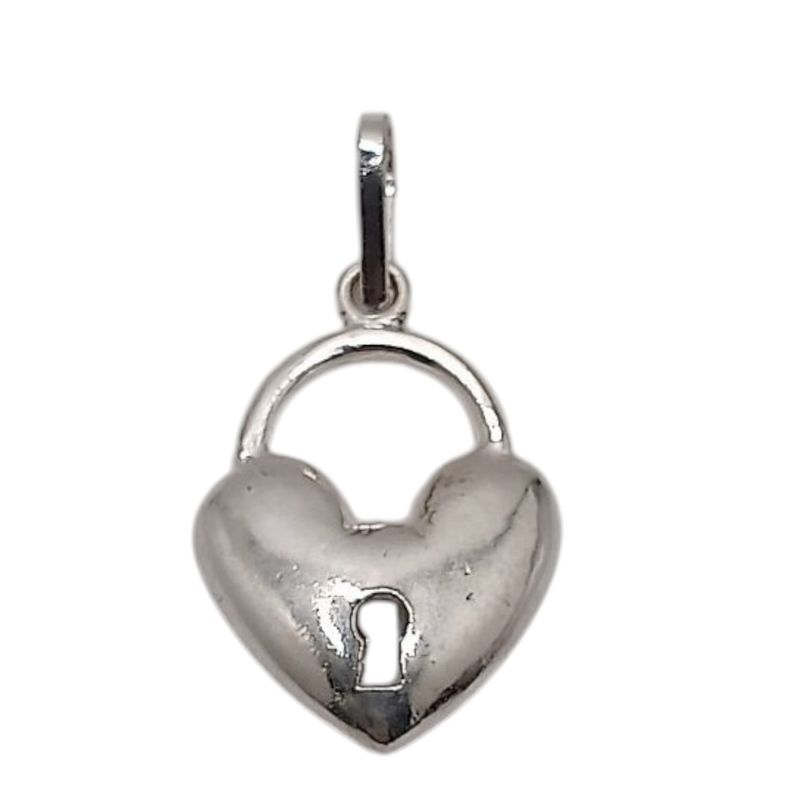 DIJE CANDADO CORAZON 2.5 CM  PLATA .925