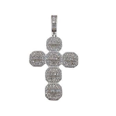 Dije Cruz Micropabe Ultra fancy mide 6cm PLATA .925