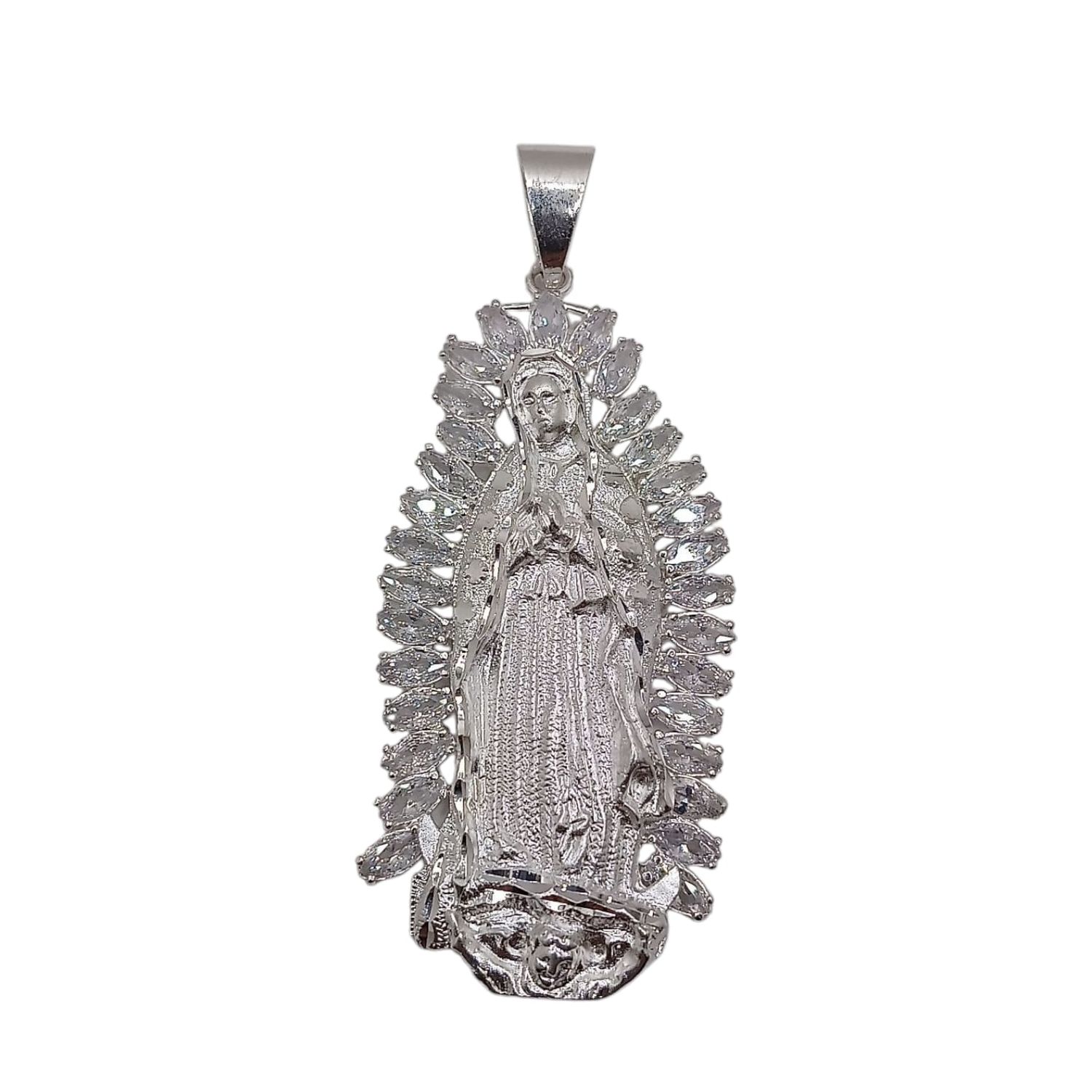 DIJE V DE GPE CON CZ BLANCA 6.5 CM LARGO PLATA .925