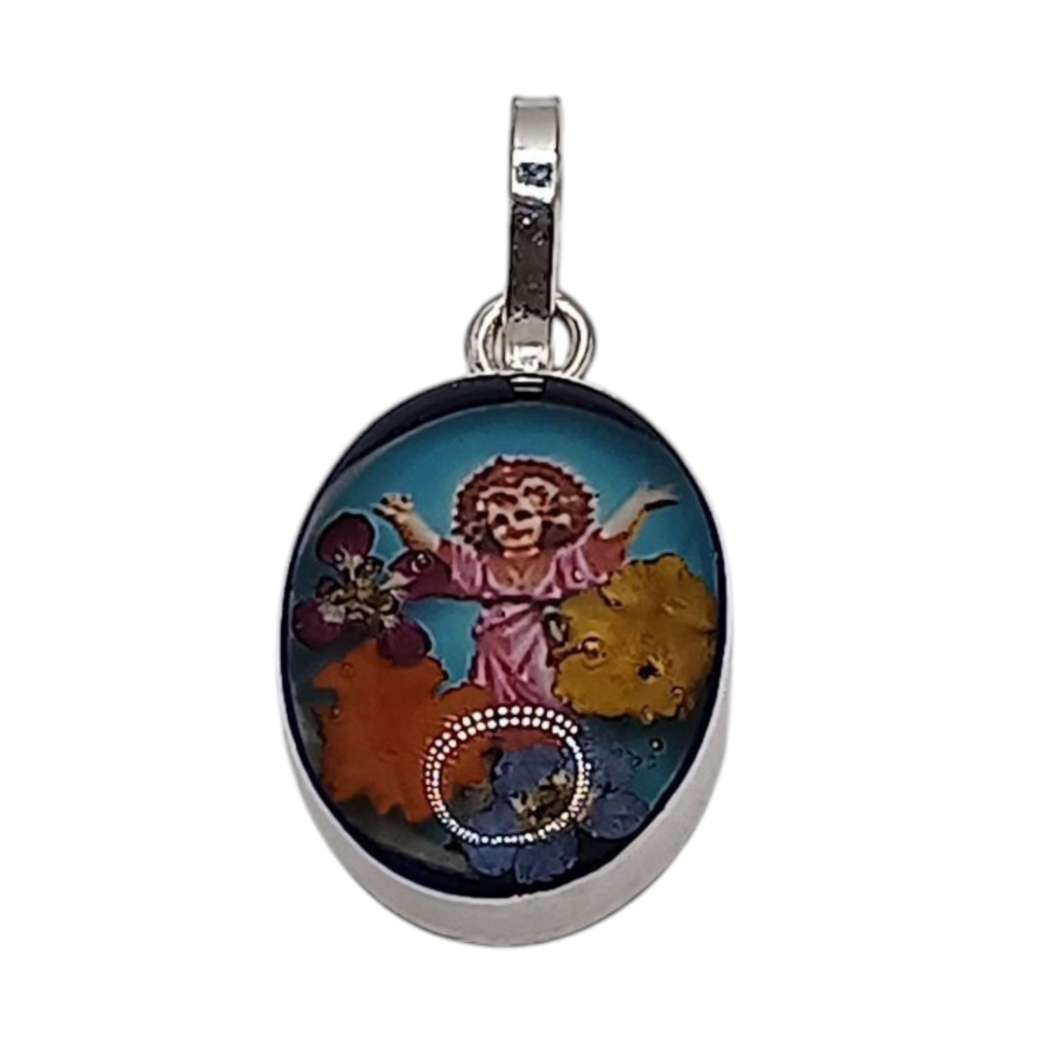 MEDALLA DIVINO NIÑO VARIAN LOS COLORES   2 CM CON ASA, PLATA .925