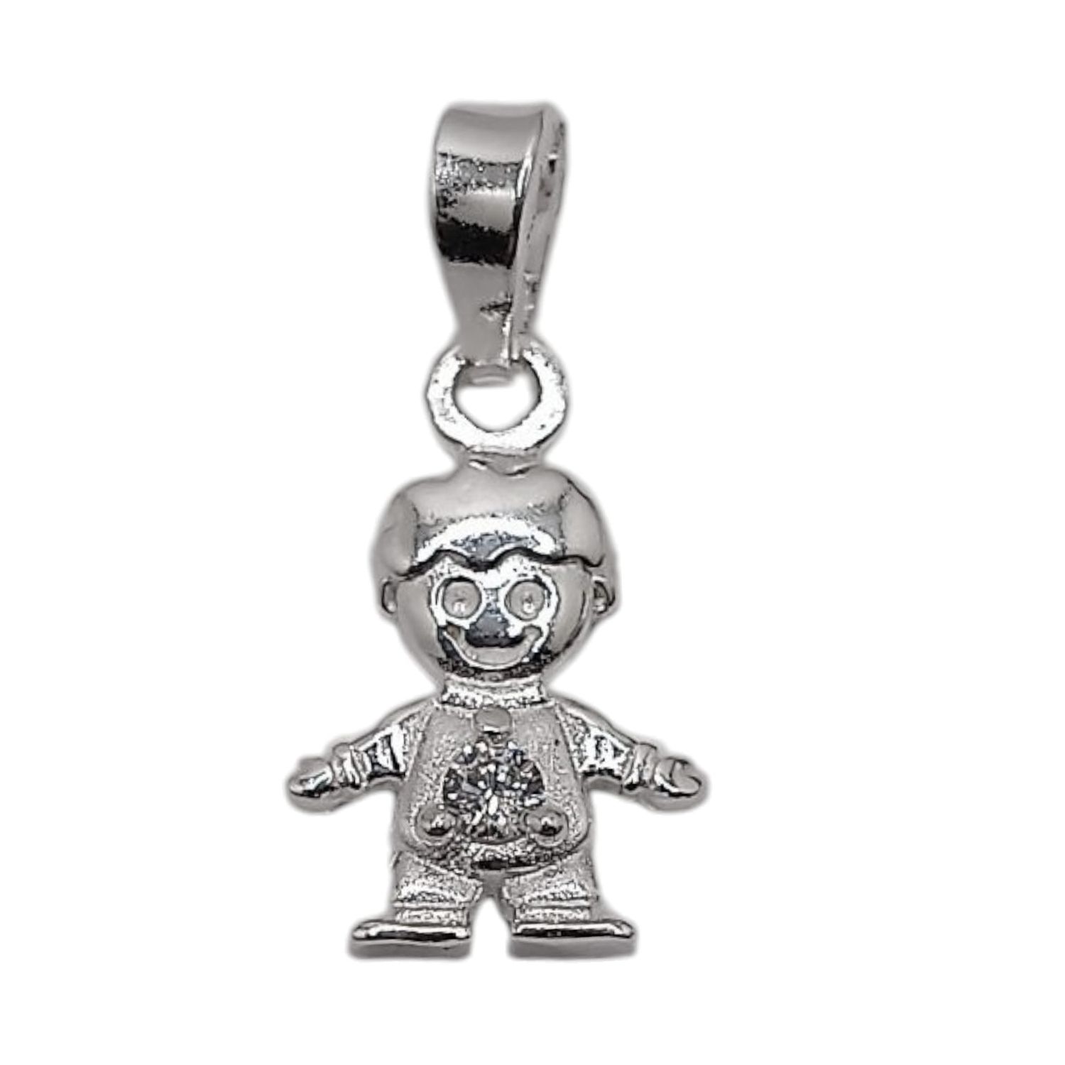 DIJE NIÑO CZ BCA 1.8 CM. PLATA .925