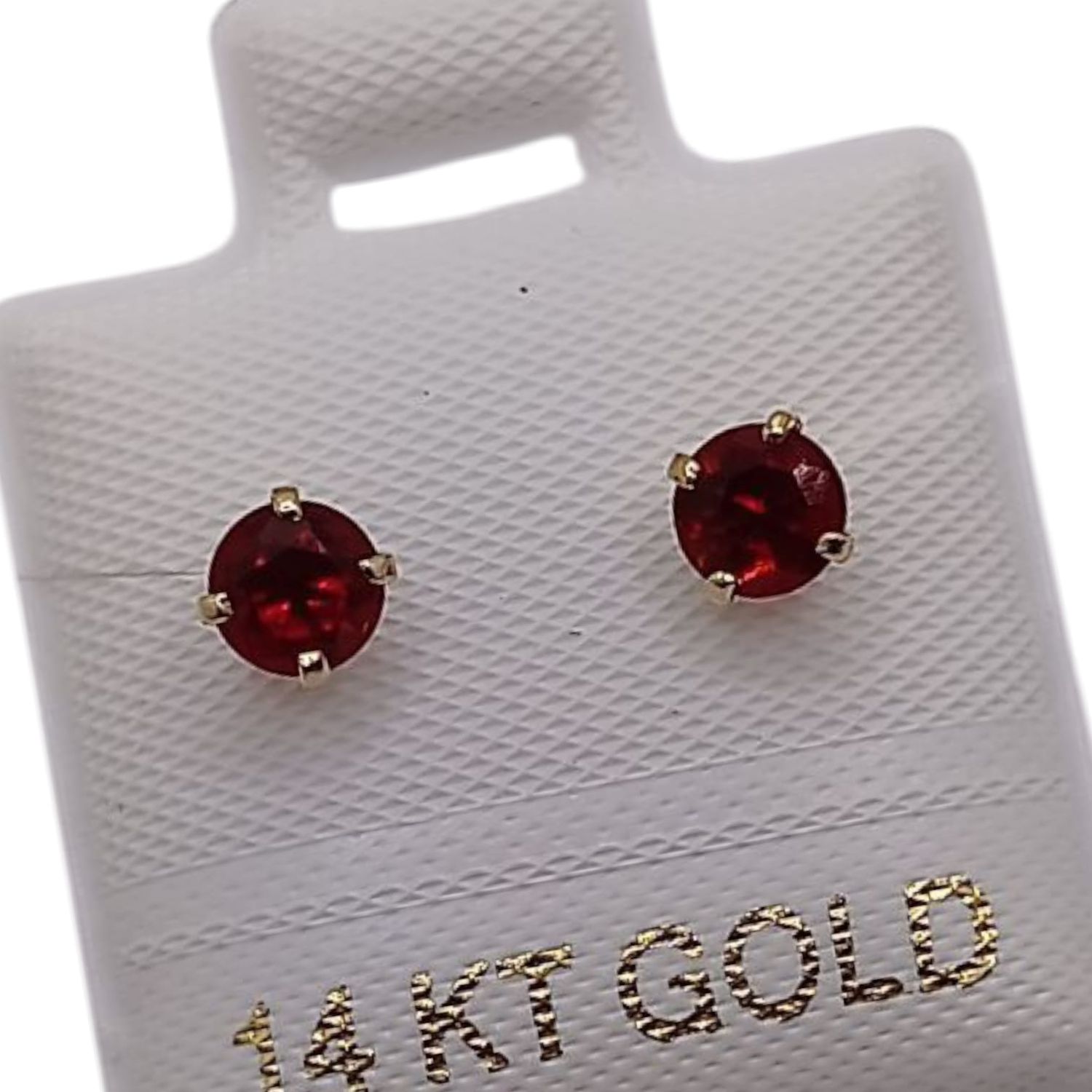 BROQUEL RECTO  REDONDO # 4 CZ ROJA, BROCHE BOLITA   ORO 14K
