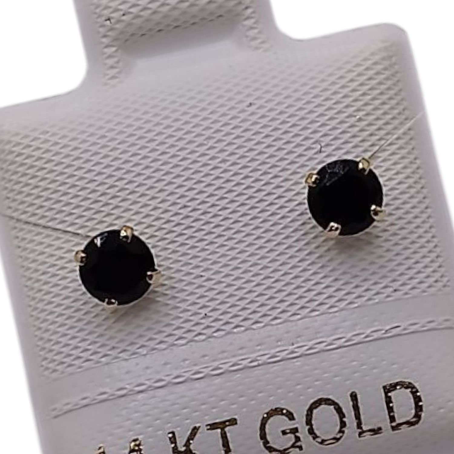 BROQUEL RECTO REDONDO # 4, CZ NEGRA, BROCHE BOLITA, ORO 14K
