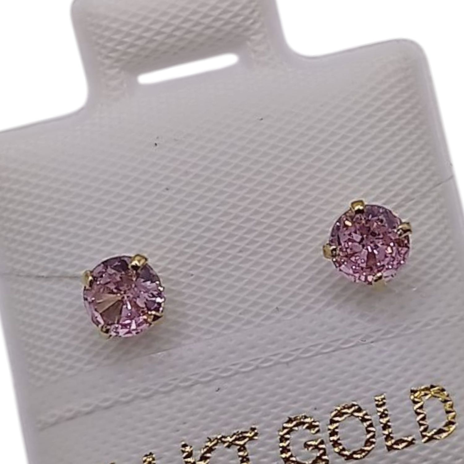 BROQUEL RESCTO REDONDO CZ ROSA # 4, BROCHE BOLITA, ORO 14K
