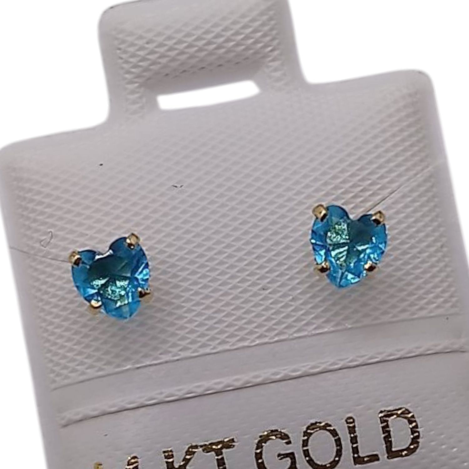 BROQUEL CORAZON CZ AZUL # 4 BROCHE BOLITA, ORO 14K