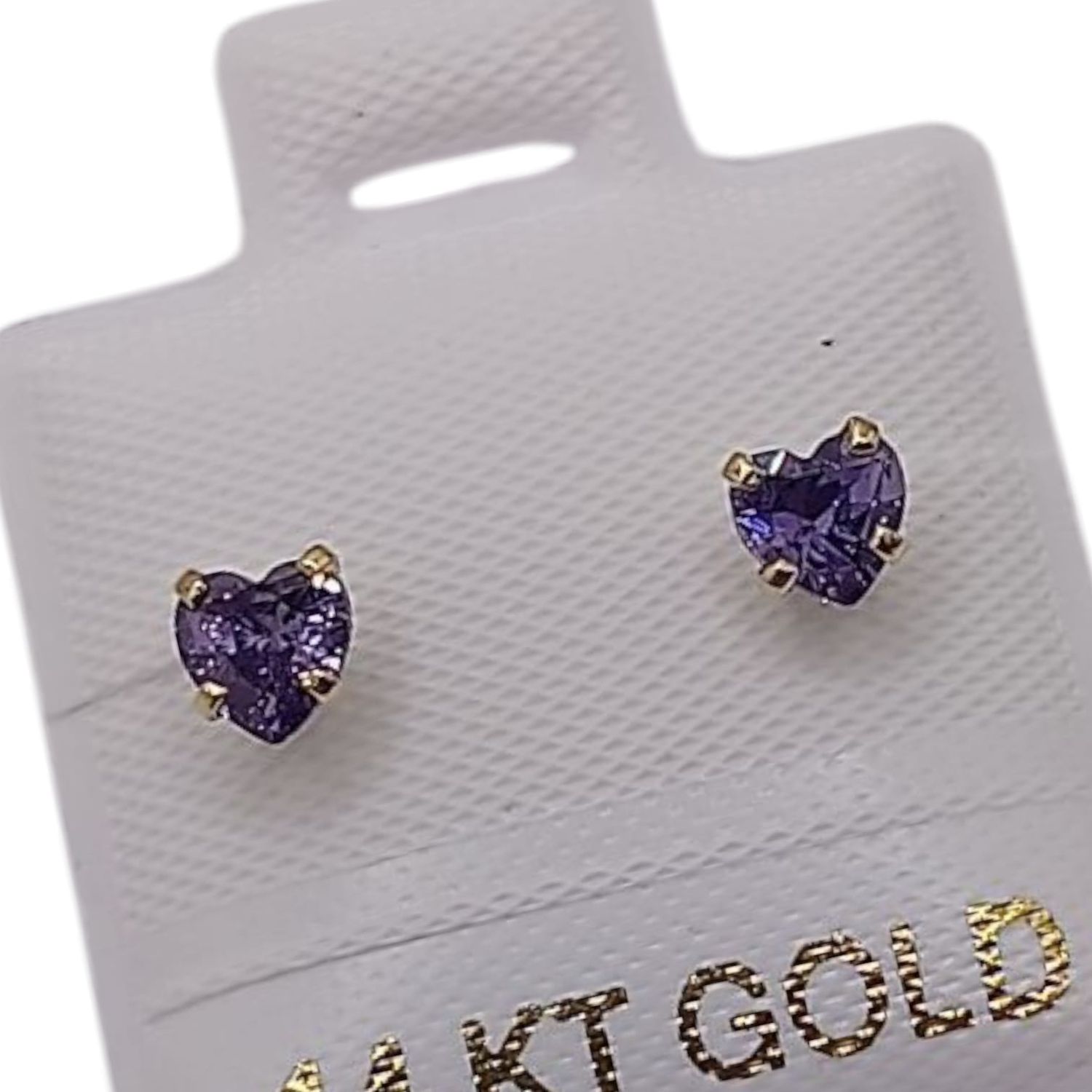 BROQUEL CORAZON CZ LILA #4, BROCHE BOLITA ORO 14K