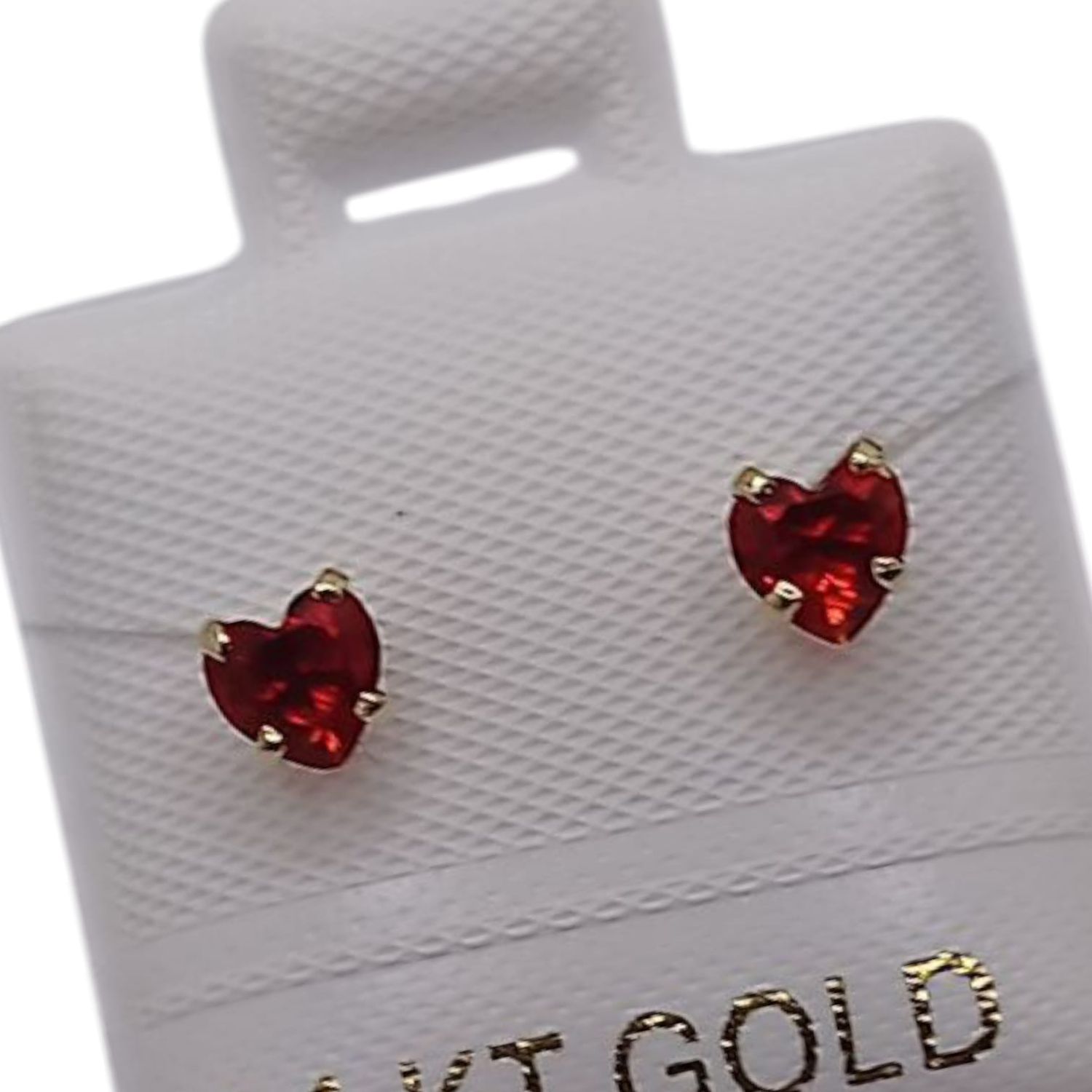 BROQUEL CORAZON CZ ROJA, #4 BROCHE BOLITA, ORO 14K