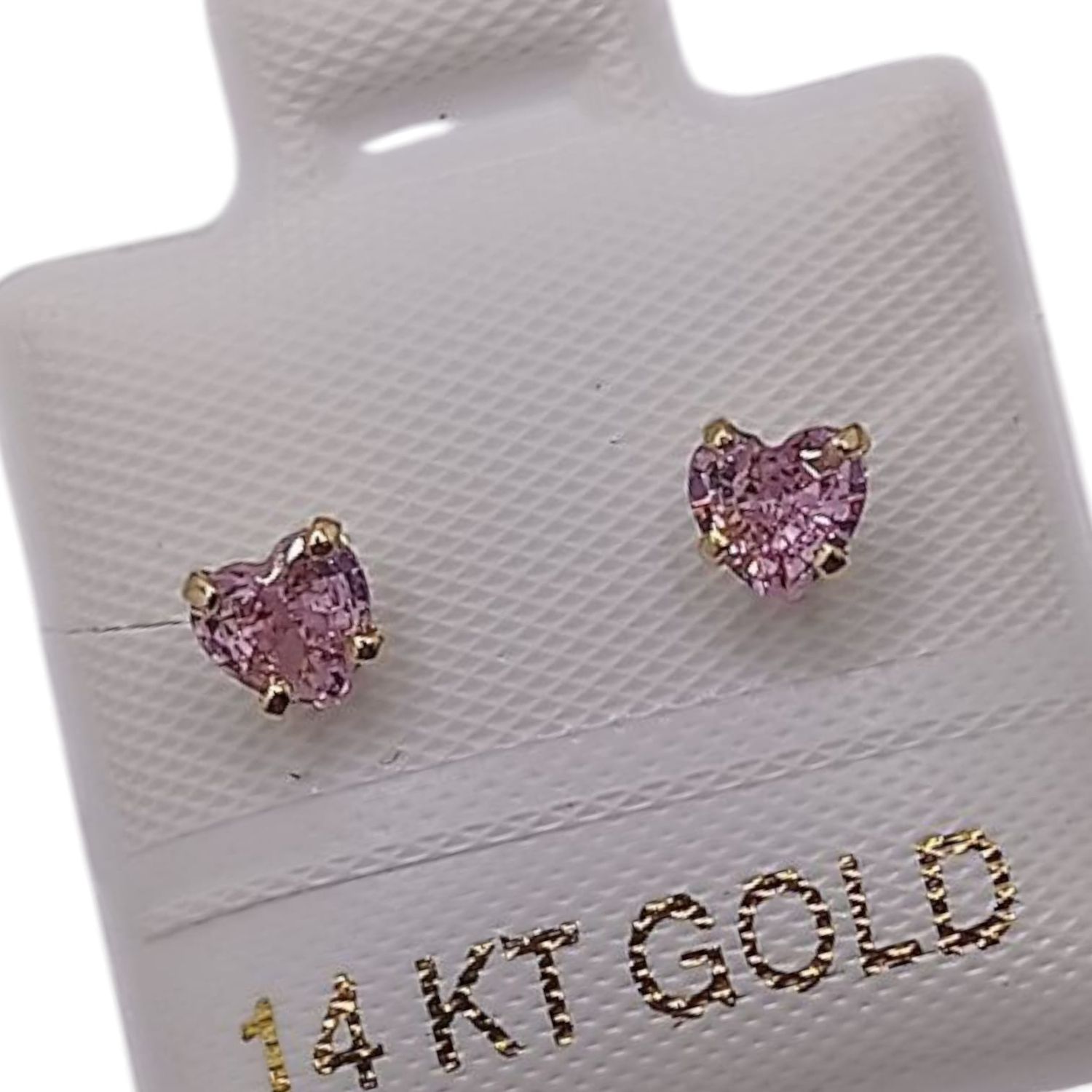 BROQUEL CORAZON CZ ROSA #4, BROCHE BOLITA ORO 14K