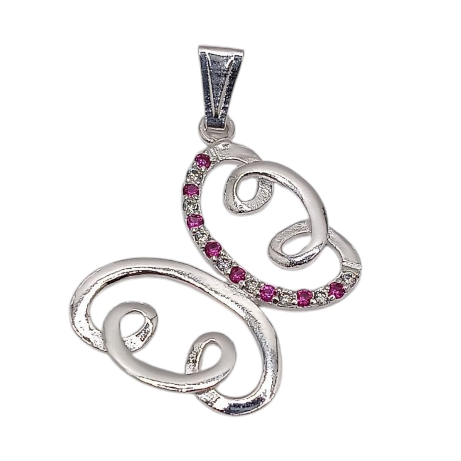 DIJE MARIPOSA MICROPAVE CZ ROJA  3.5 CM  PLATA .925