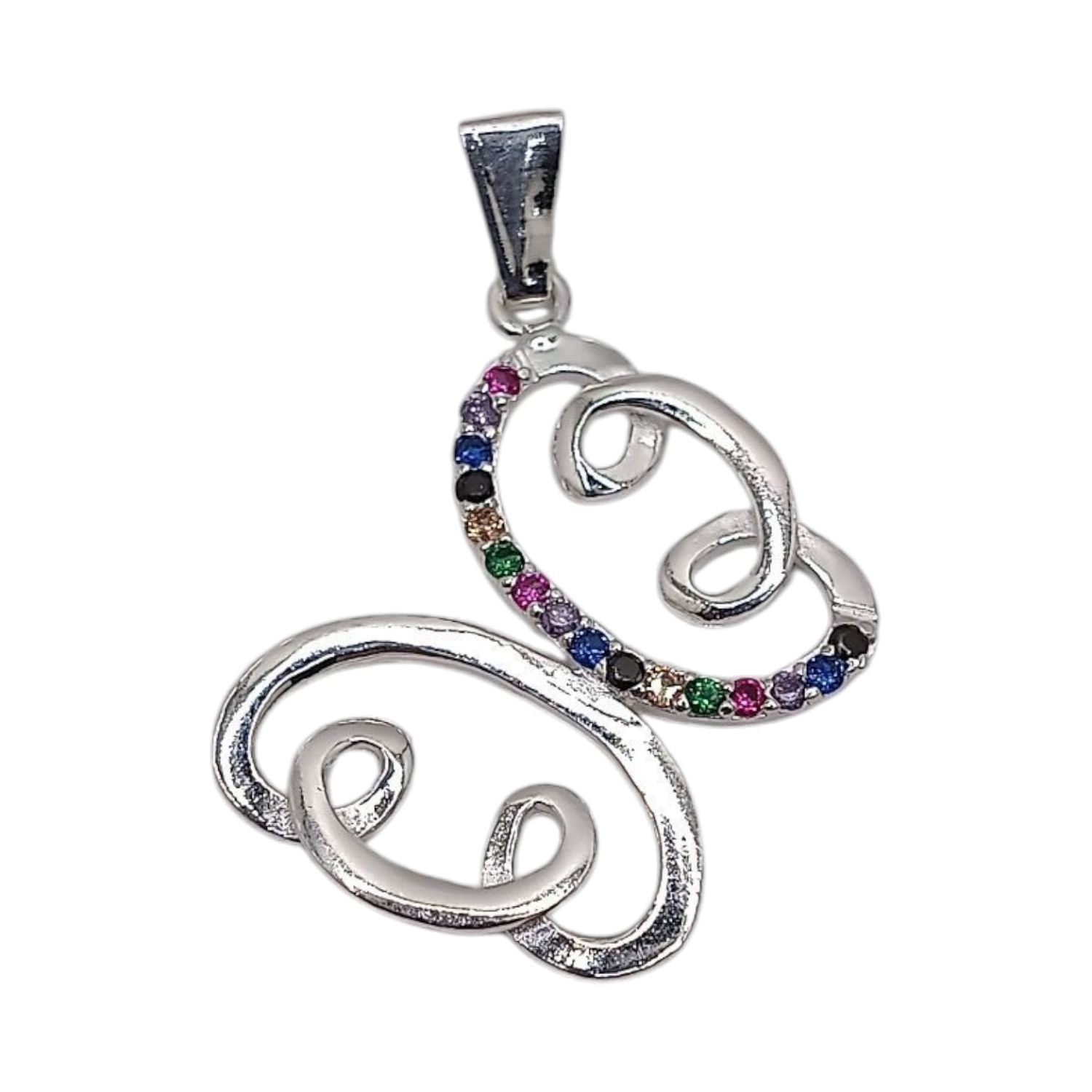 DIJE MARIPOSA MICROPAVE CZ MULTICOLOR 3.5 CM . PLATA .925