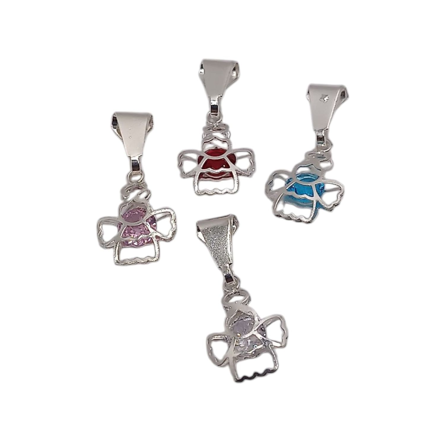 DIJE 3D ANGELITO 1.5 CM  CZ VARIOS COLORES  PLATA .925