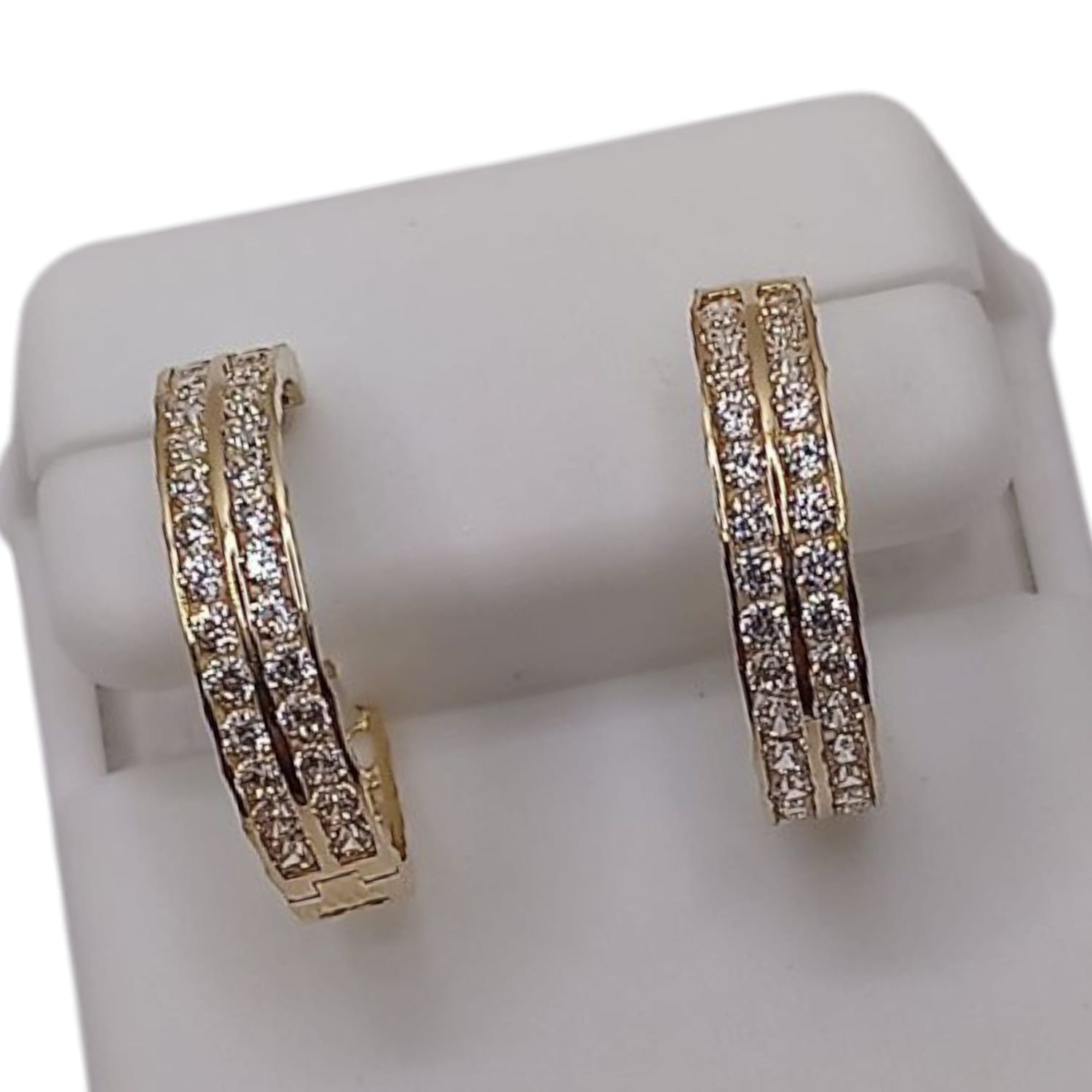 ARRACADA DOBLE CANAL FANCY 1.7 CM, ORO 10K