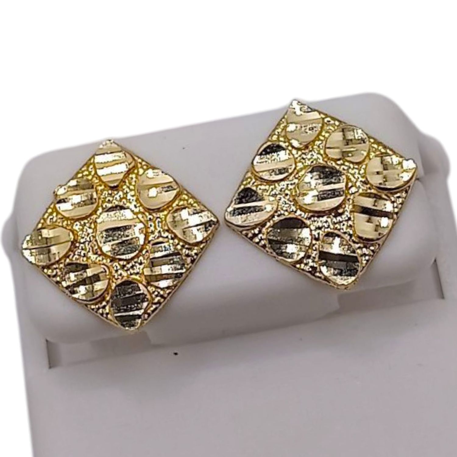ARETE ROMBO/CUADRO TIPO BARROCO 1.1 CM, ORO 10K