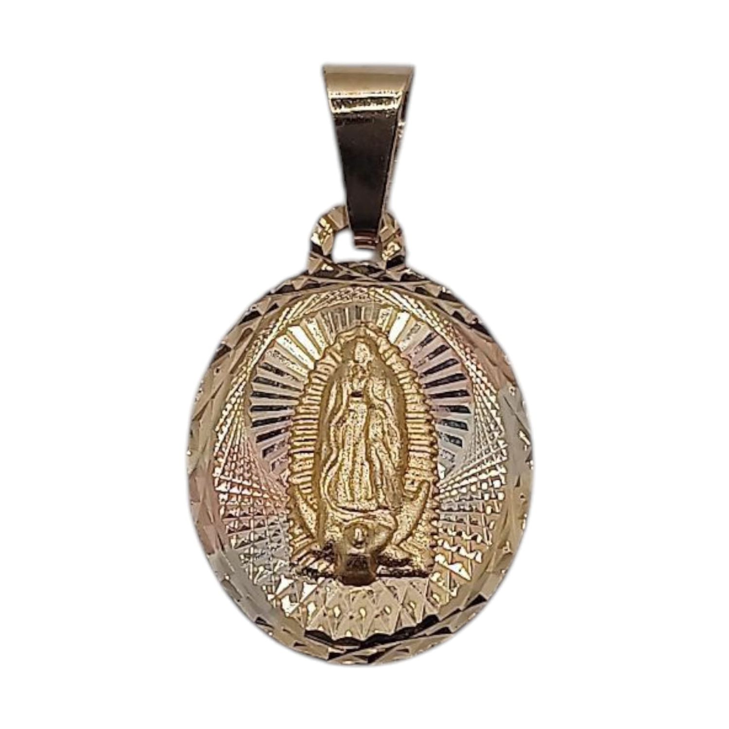 MEDALLA OVALADA VIRGEN DE GPE 3 COLORES,2 CM, ORO 10K