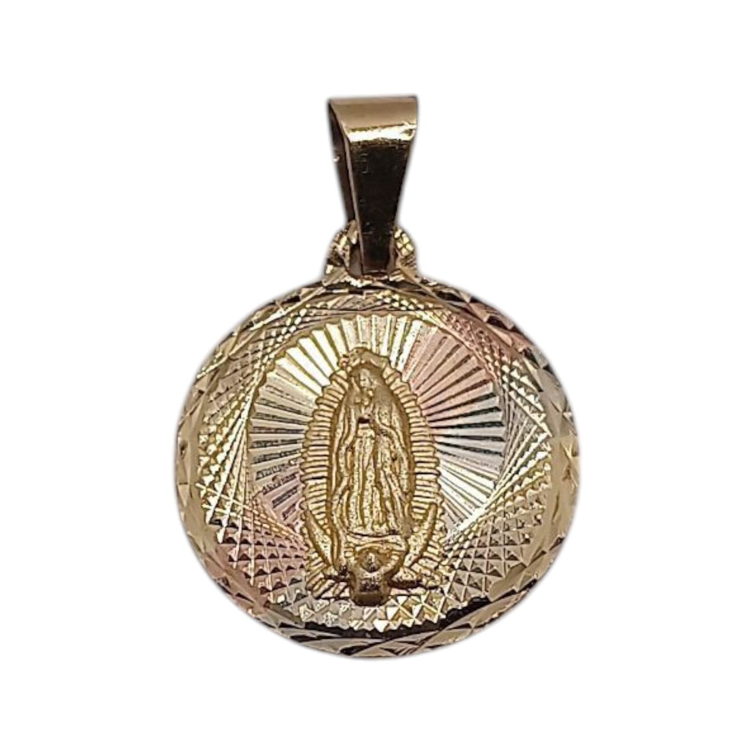MEDALLA ESCAPULARIO VIRGEN DE GPE Y CRISTO 3 COLORES 2 CM, ORO 10K