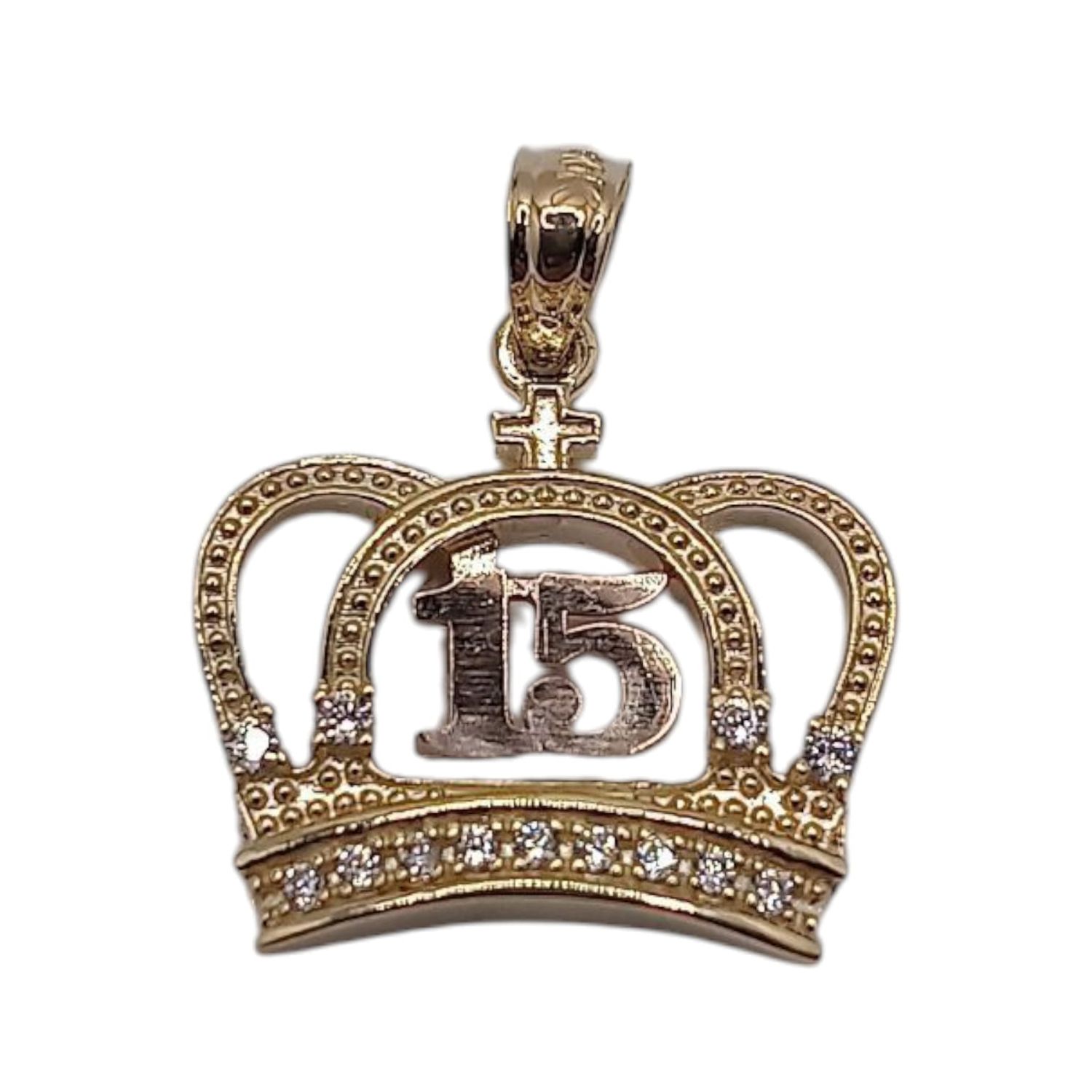 DIJE CORONA XV AÑOS 1.3 CM, ORO 10K