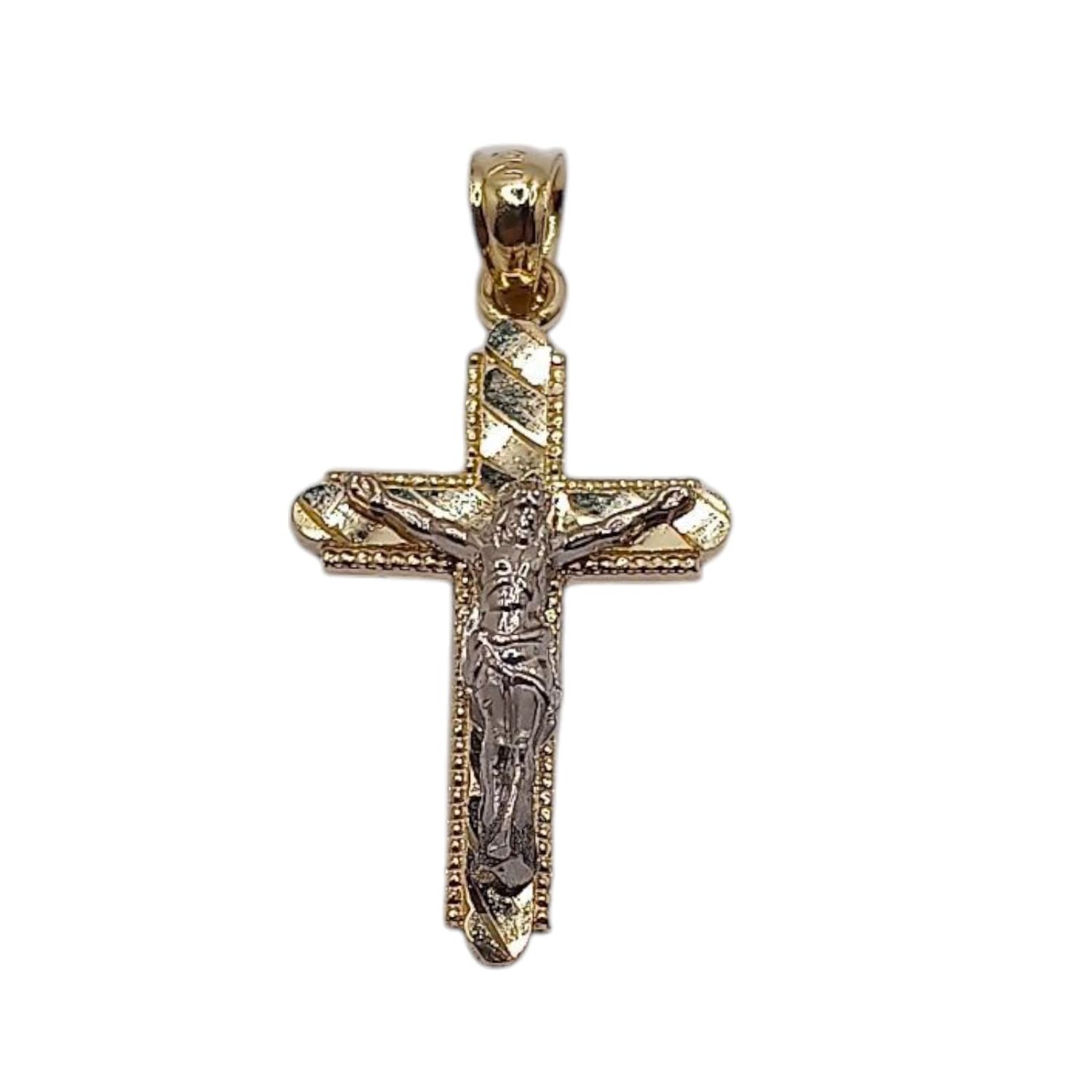 DIJE CRUZ CON CRISTO 2 COLORES 2.5 CM, ORO 10K