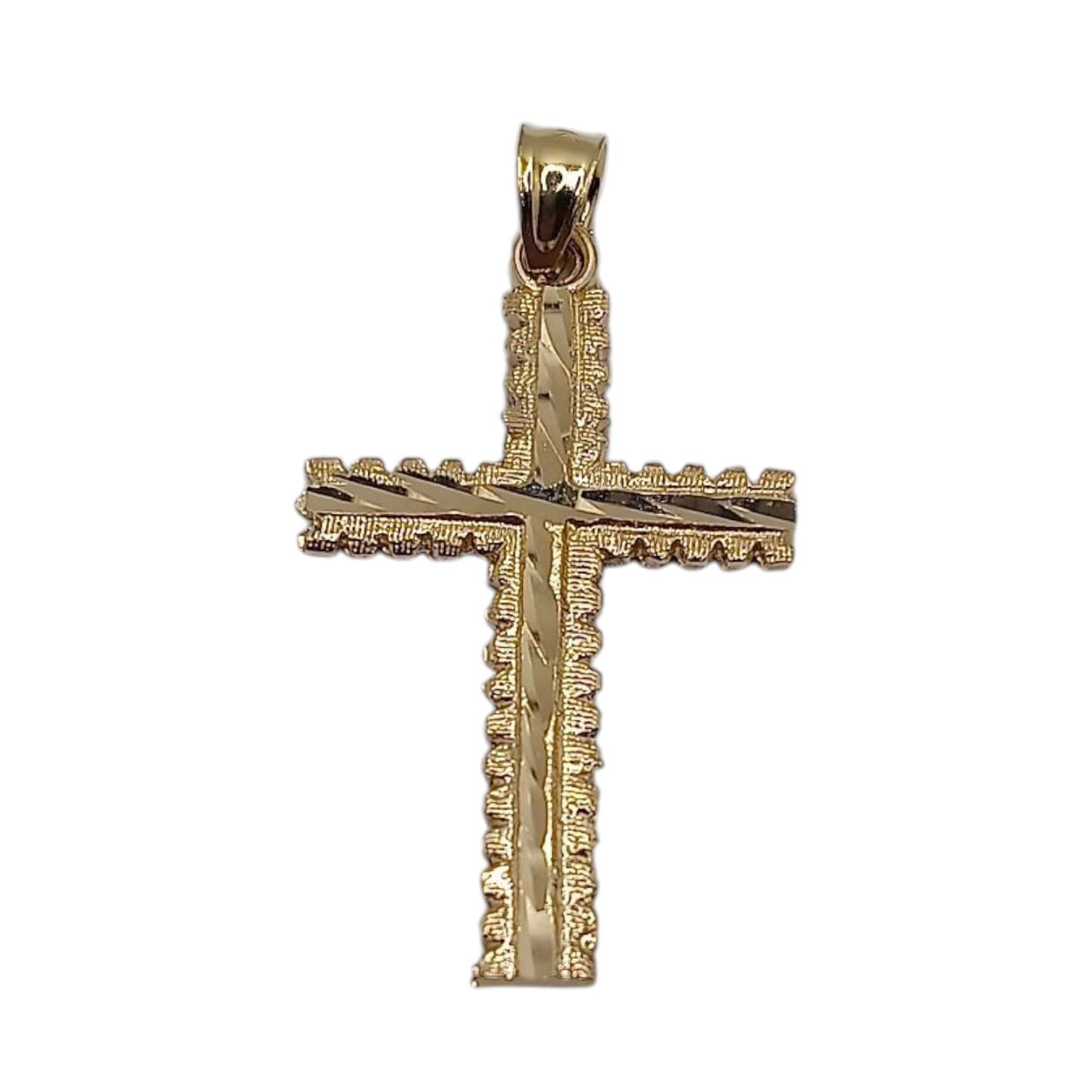 DIJE CRUZ DIAMANTADA 3.5 CM, ORO 10K