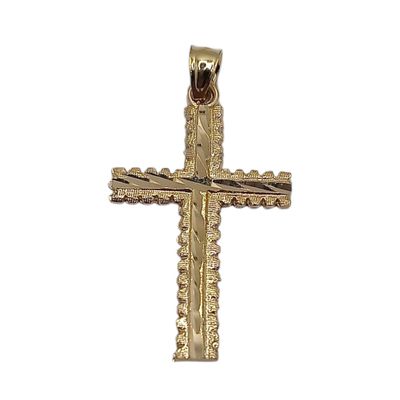 DIJE CRUZ DIAMANTADA 3.5 CM, ORO 10K