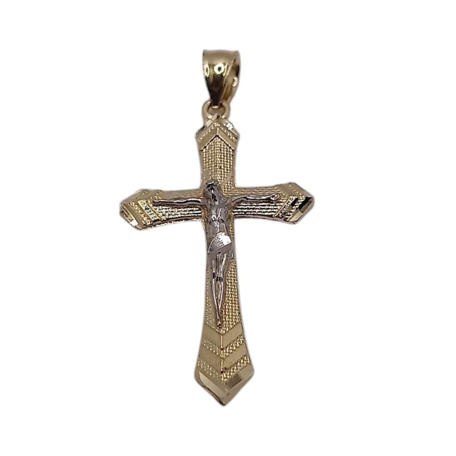 DIJE CRUCIFIJO FANCY 2 COLORES  3 CM, ORO 10K