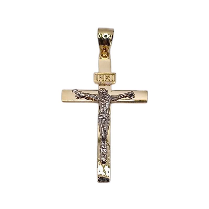 DIJE CRUCIFIJO 2 COLORES 3.5 CM, ORO 10K