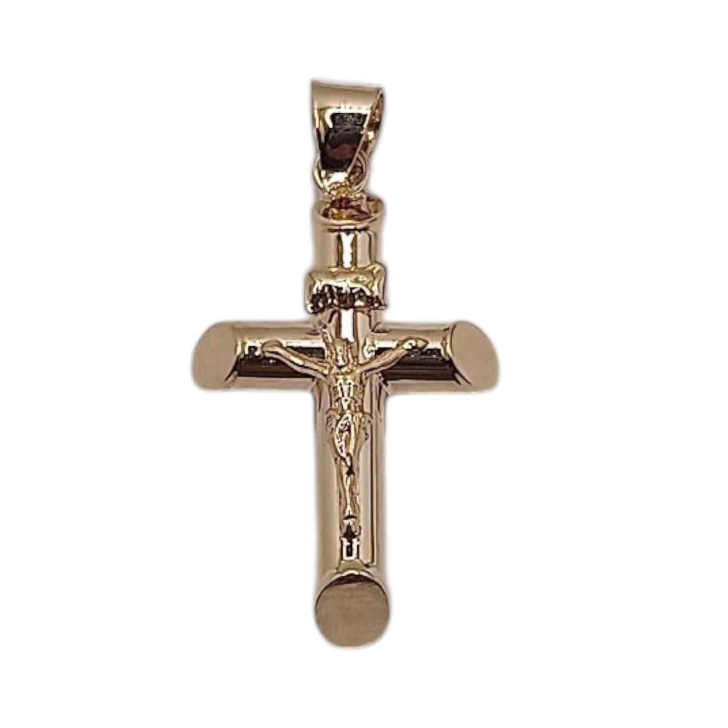DIJE CRUZ CON CRISTO, 2.5 CM ORO 10K