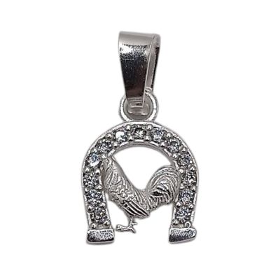 DIJE HERRADURA GALLITO 1.5 CM PLATA .925