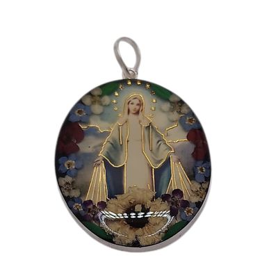 MEDALLA VIRGEN MILAGROSA  NATURALEZA MUERTA, VARIOS COLORES, PLATA .925