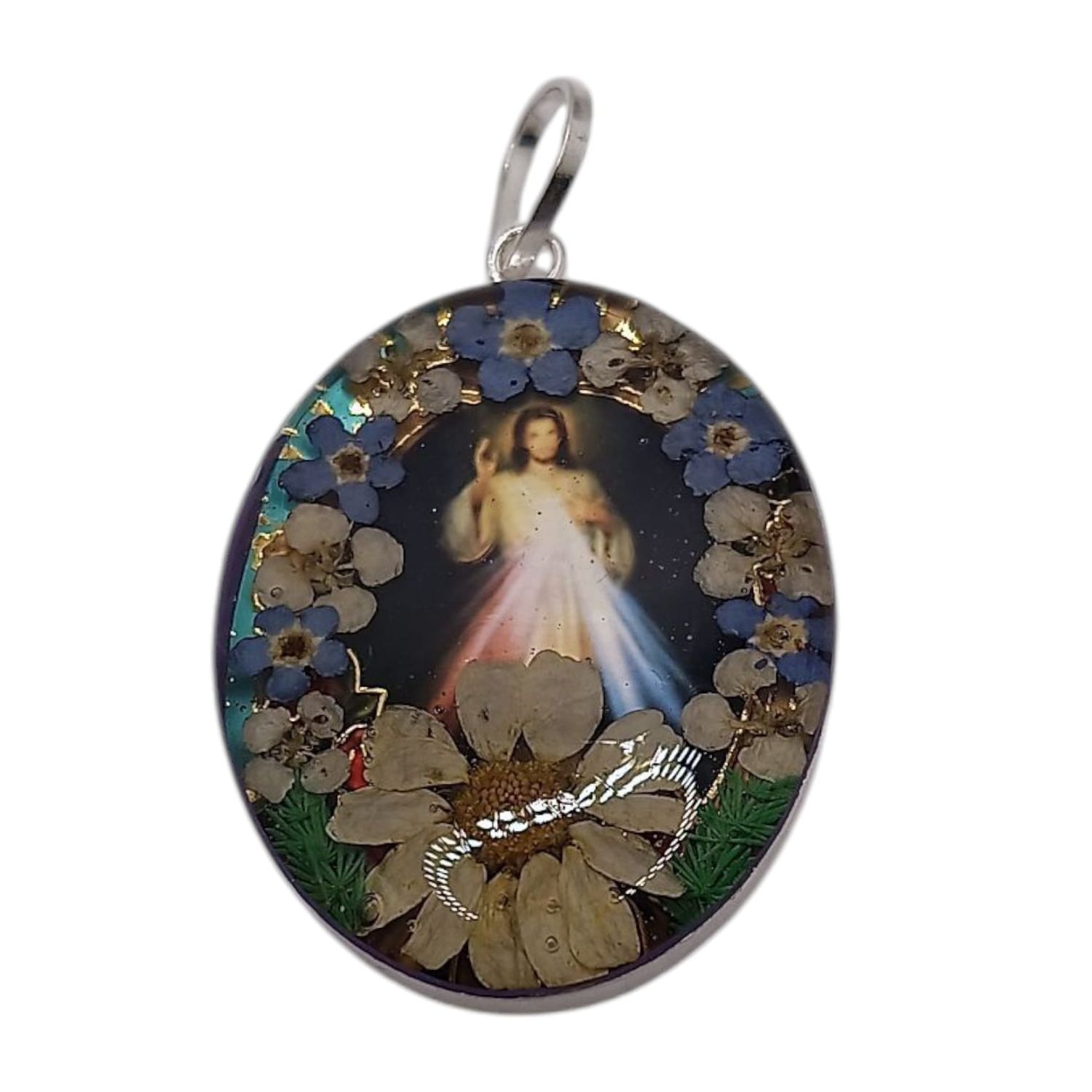 MEDALLA SR MISERICORDIA 4 CM LARGO TOTAL, NATURALEZA MUERTA VARIOS MODELOS, PLATA .925