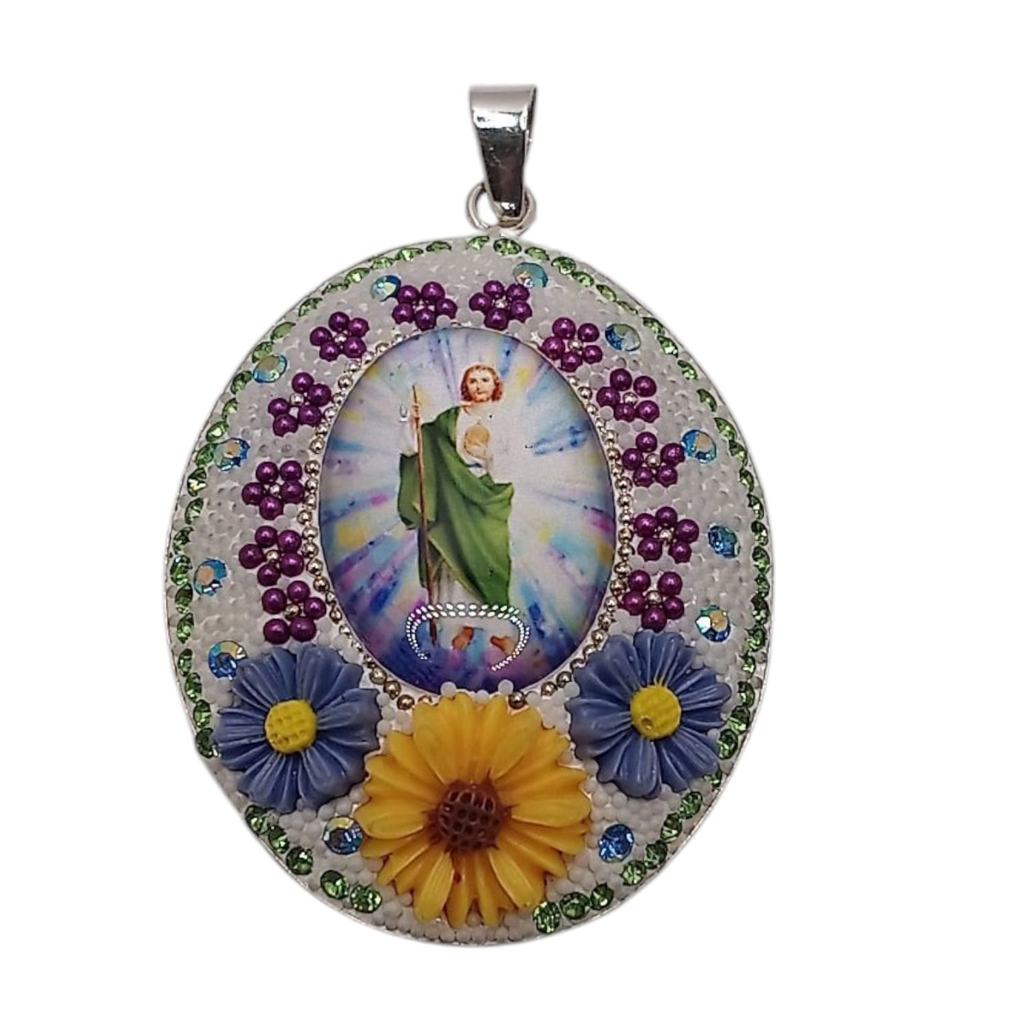 MEDALLON SAN JUDAS T 4.5 CM, PLATA .925