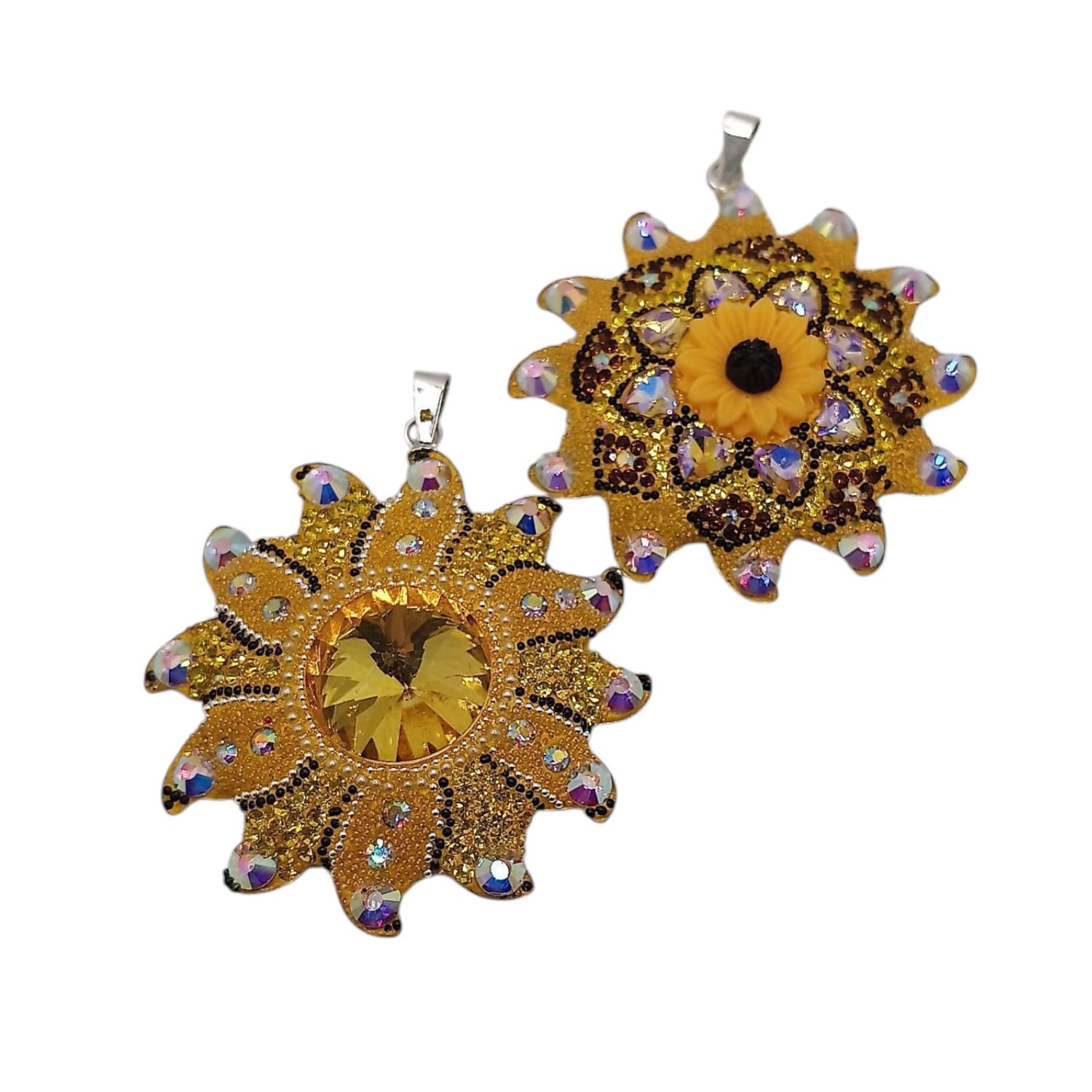 DIJE GDE GIRASOL ARTESANAL  VARIOS MODELOS, 5.5 CM, PLATA .925