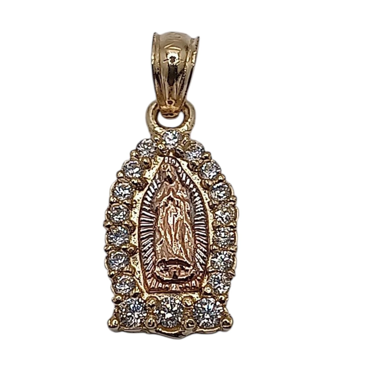 MEDALLA V DE GPE  CON CZ 1.5 CM ORO 14K