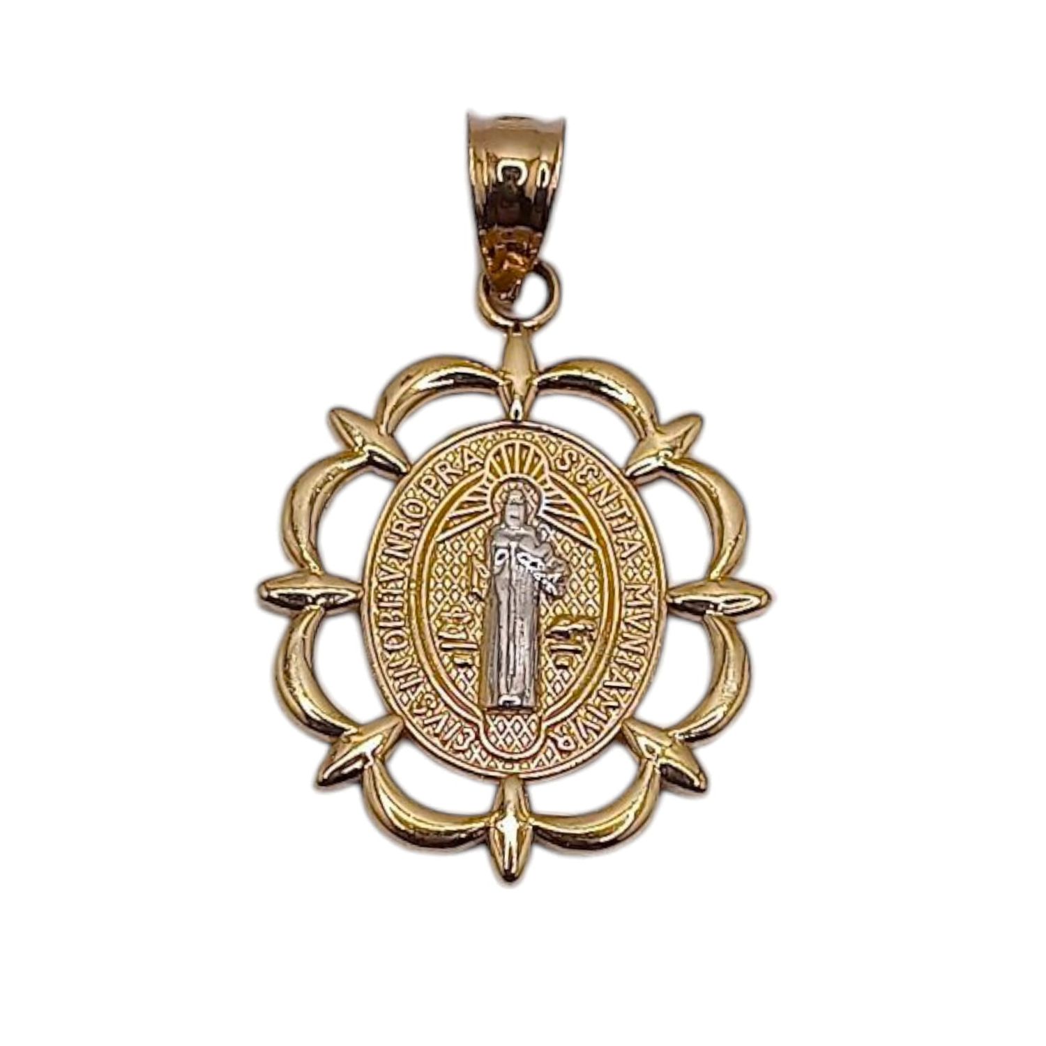 MEDALLA SAN JUDAS T 2 COLORES 2.5 CM, ORO 14K
