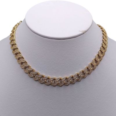 CADENA MONACO CON CZ 22"  8 MM  , ORO 14K