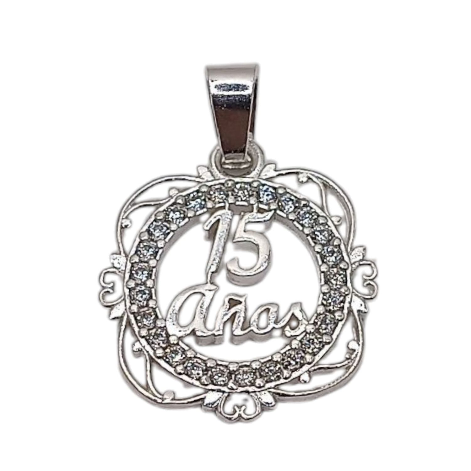 DIJE XV AÑOS  CZ 2 CM PLATA .925
