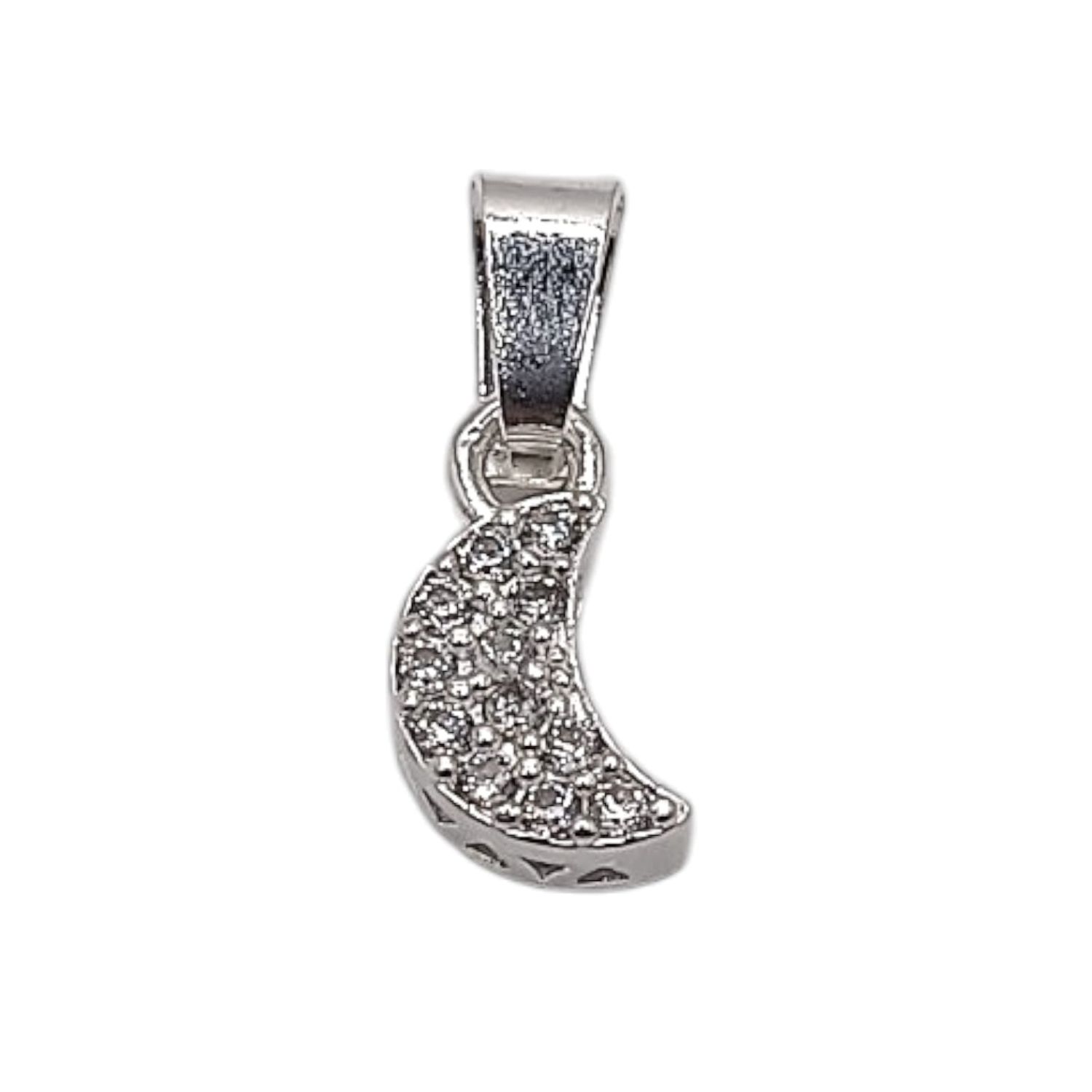 DIJE MEDIA LUNA CON CZ, 1 CM   PLATA .925