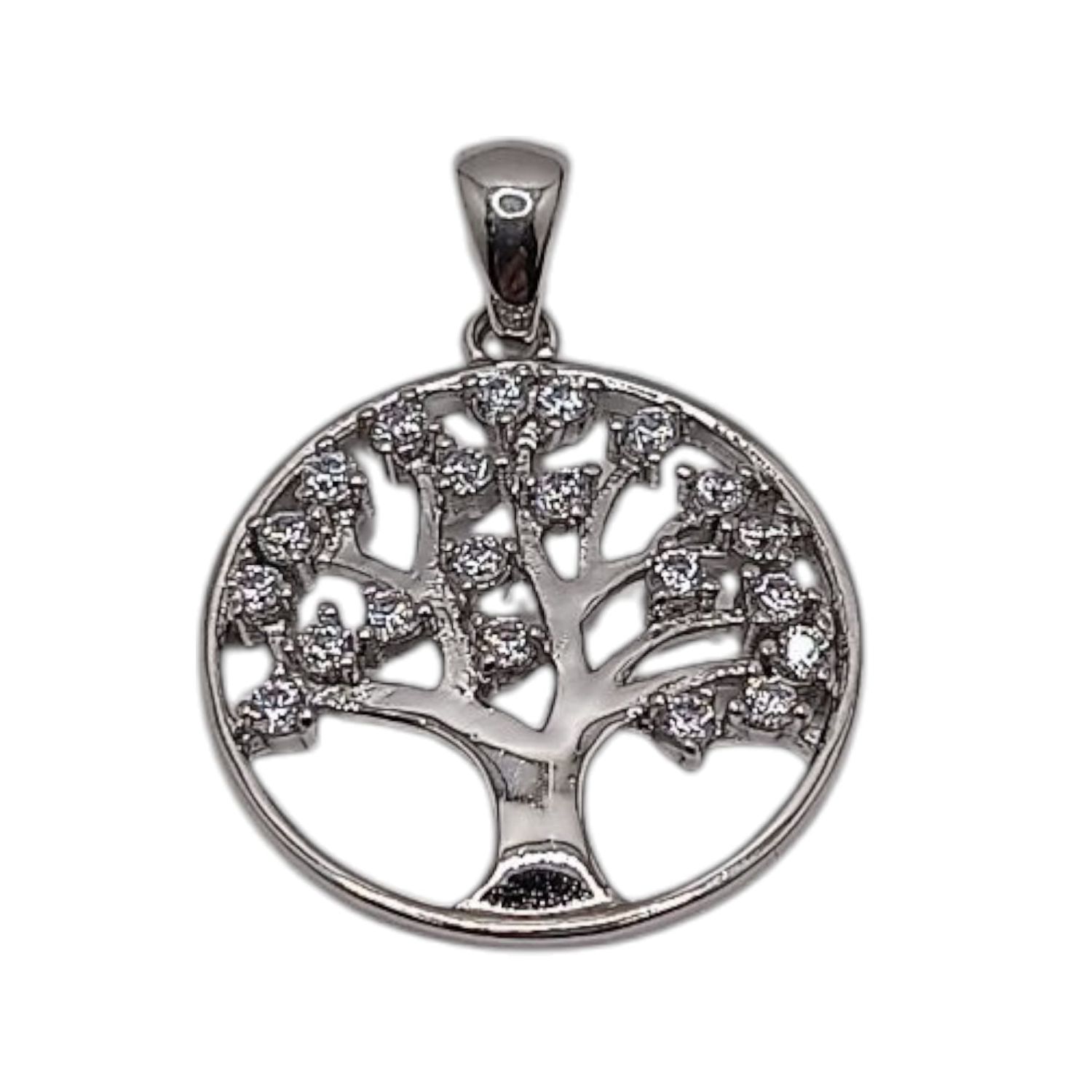 DIJE ARBOL DE LA VIDA CON CZ, 2 CM PLATA .925