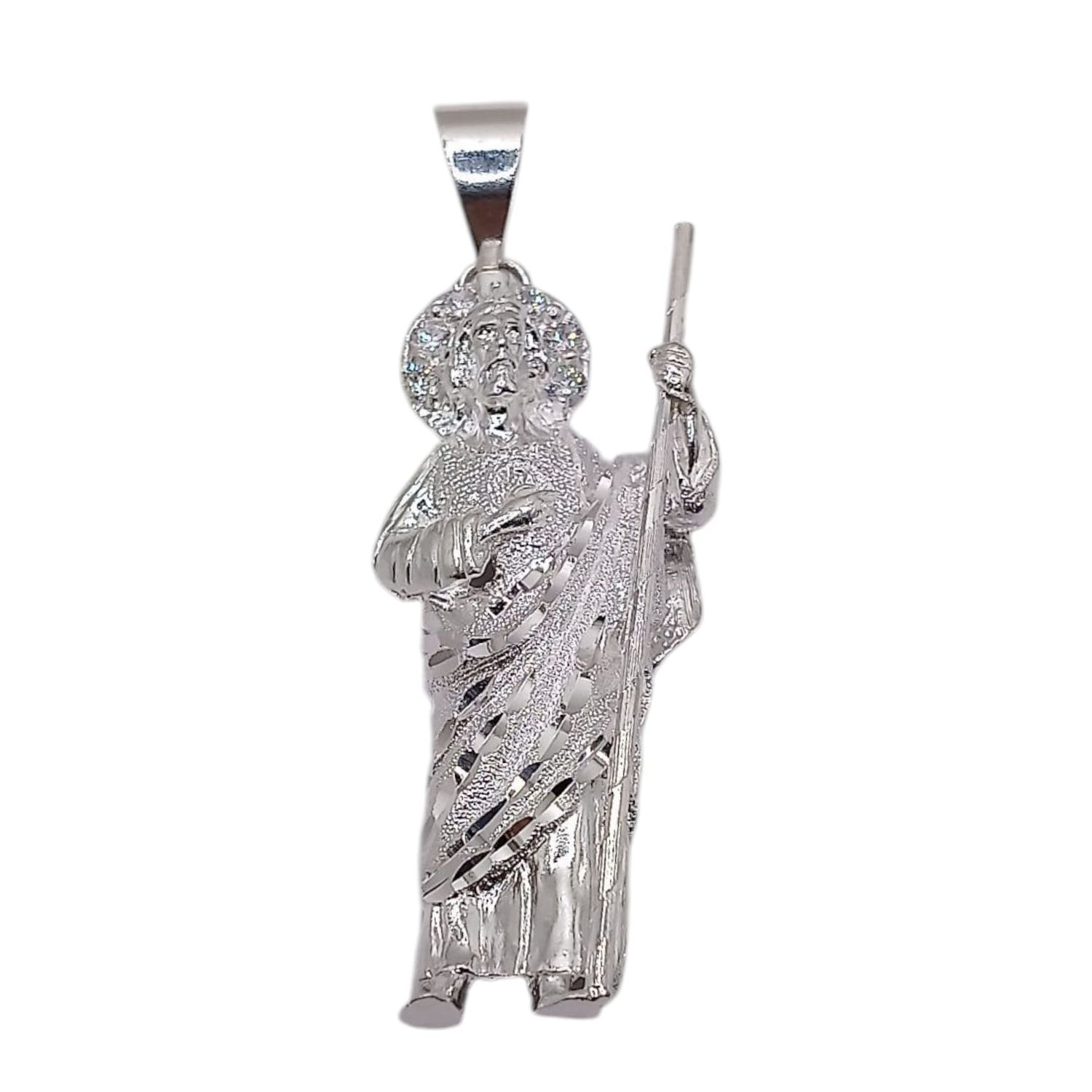 DIJE SAN  JUDAS  T 6 CM LARGO TOTAL PLATA .925