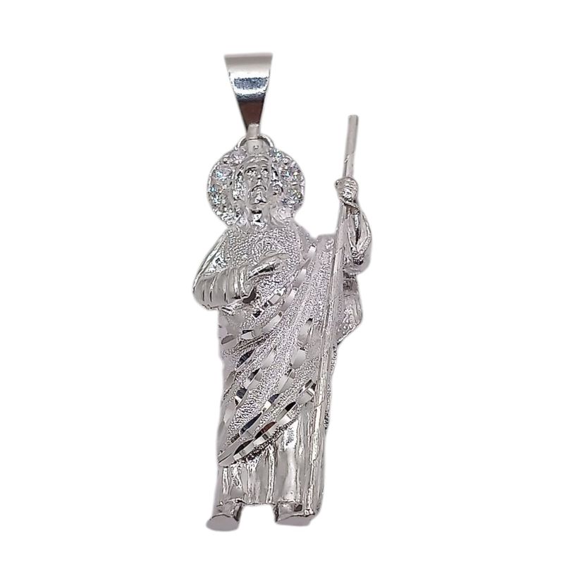 DIJE SAN  JUDAS  T 6 CM LARGO TOTAL PLATA .925