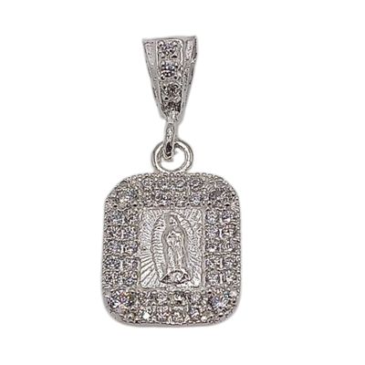 DIJE VIRGEN DE GUADALUPE CZ BLANCA  1.5 CM PLATA .925