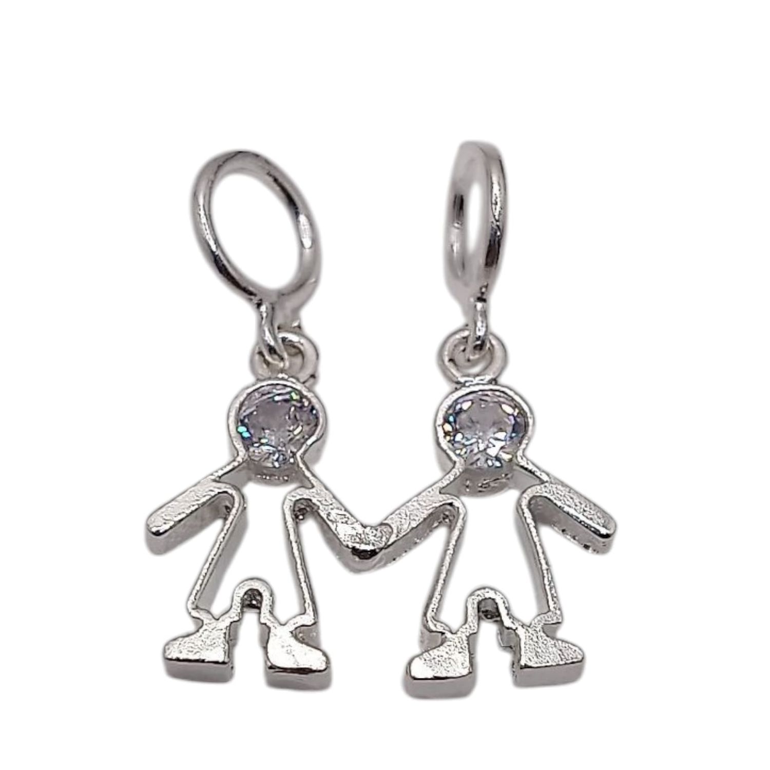 DIJE 2  NIÑOS 2CM PLATA .925