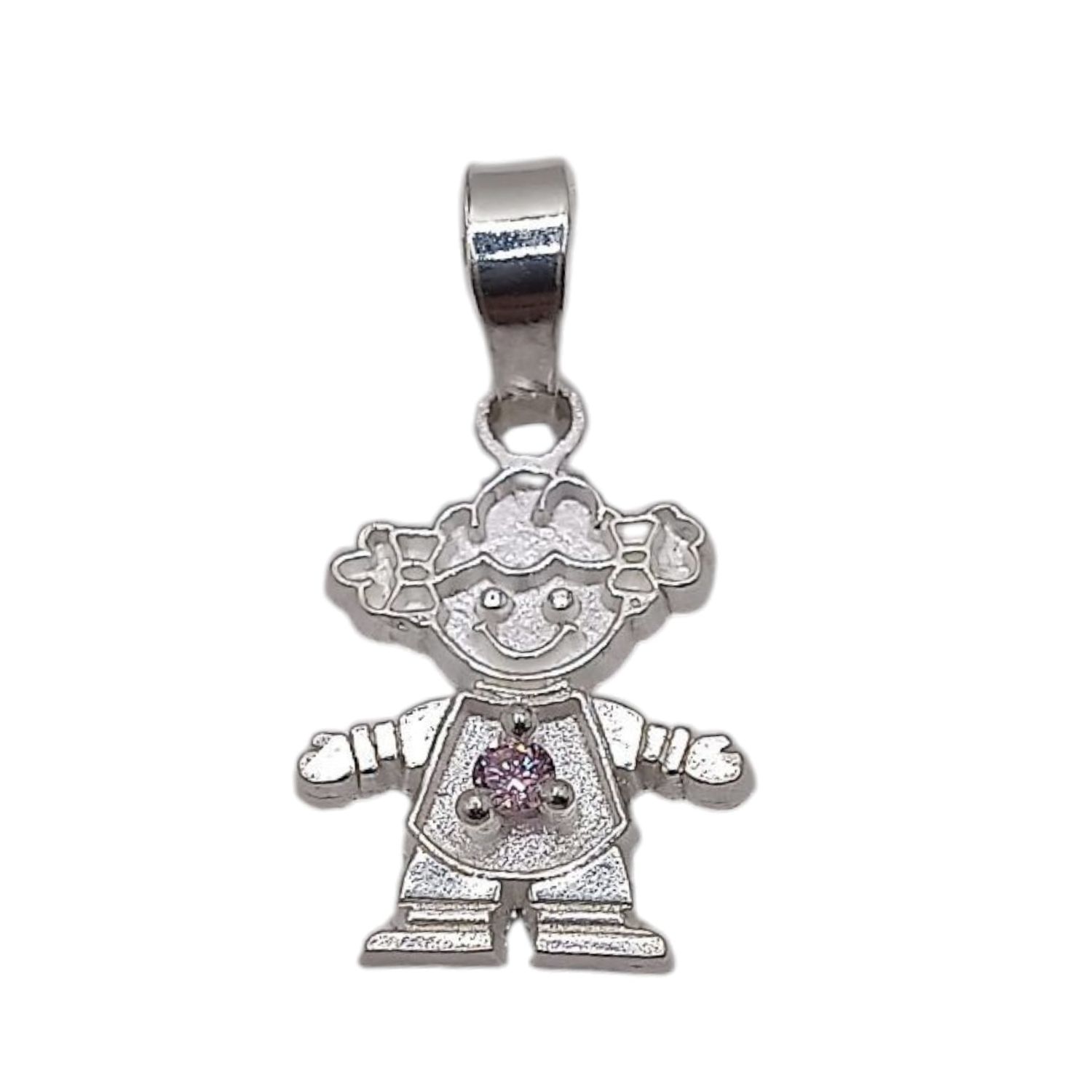 DIJE NIÑA CZ ROSA 2 CM PLATA .925
